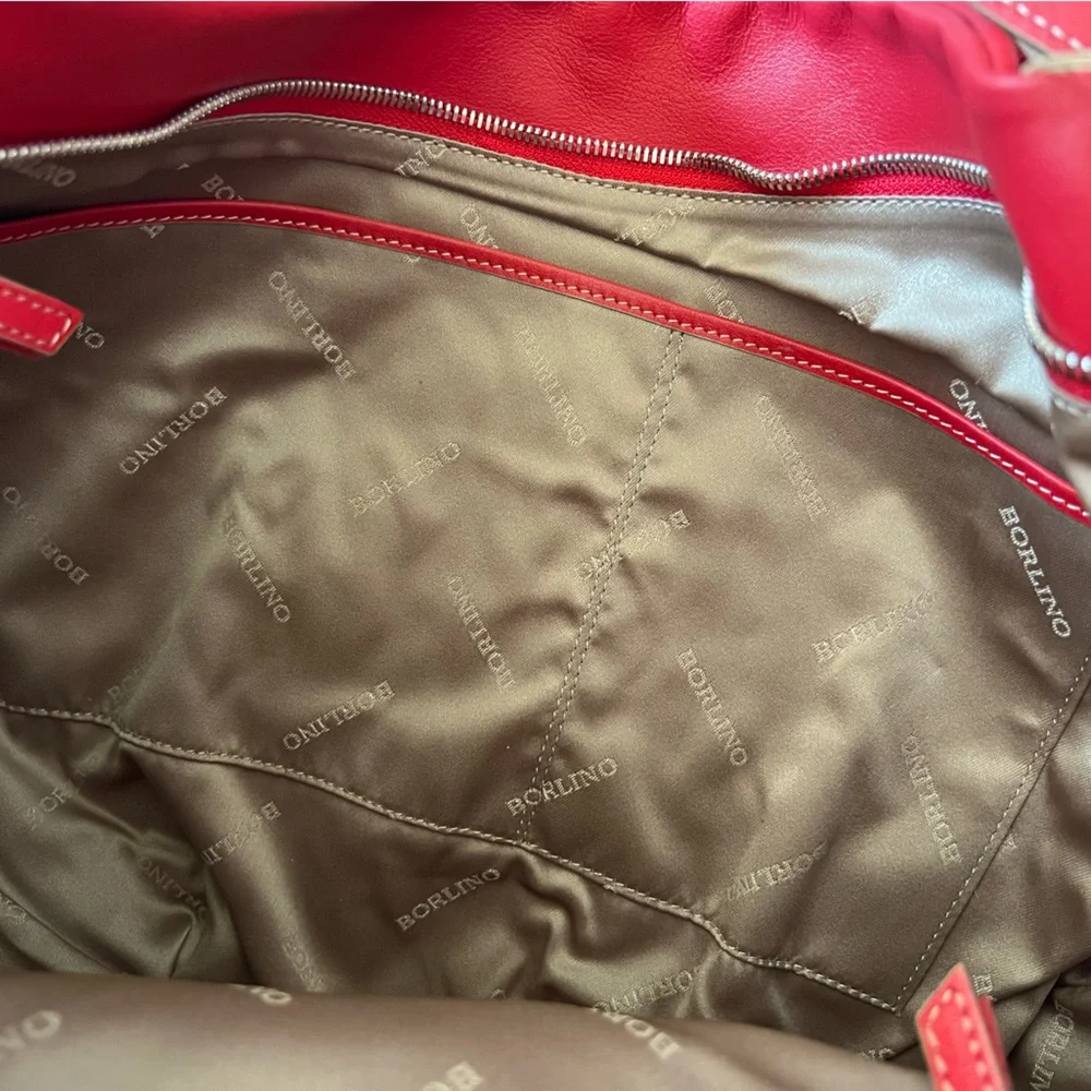 NWT Borlino Red 100% genuine cowhide Leather Hobo Bag-never used